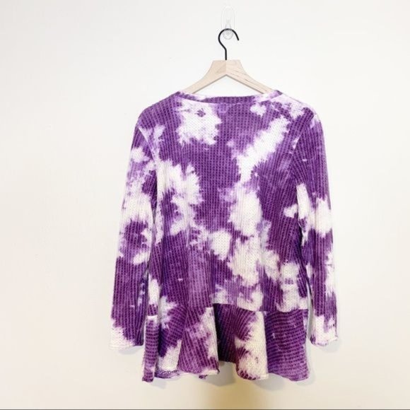 NEW Love...Ady Purple Tie Dye Long Sleeve Peplum Tunic Thermal Top 1X - Picture 3 of 10